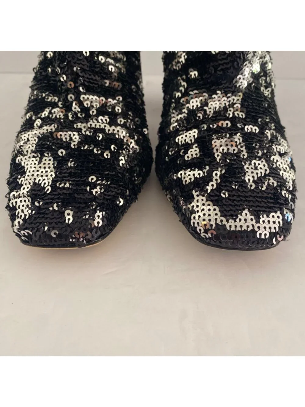 New Jimmy Choo Ankle Boots Shoes w Heel Sequin Black Silver